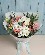 Букет цветов из:  Розы, Лизиантусы и Хризантемы в Побединском