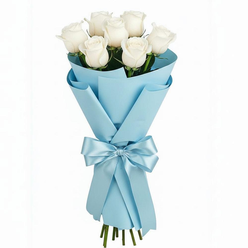Букет 7 белых роз Проуд в Побединском
