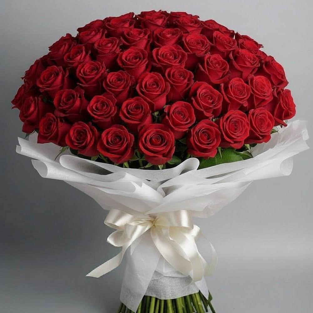 Букет 101 Красная роза Блэк Мэджик в Побединском