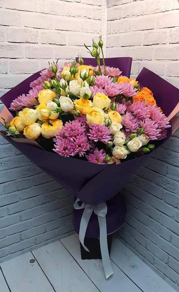 Букет цветов из: Хризантемы и Розы в Побединском