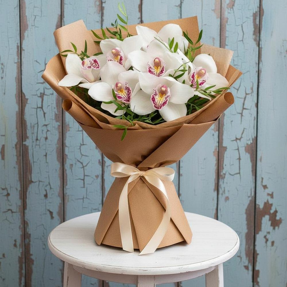 Букет цветов из: Орхидеи и Розы в Побединском
