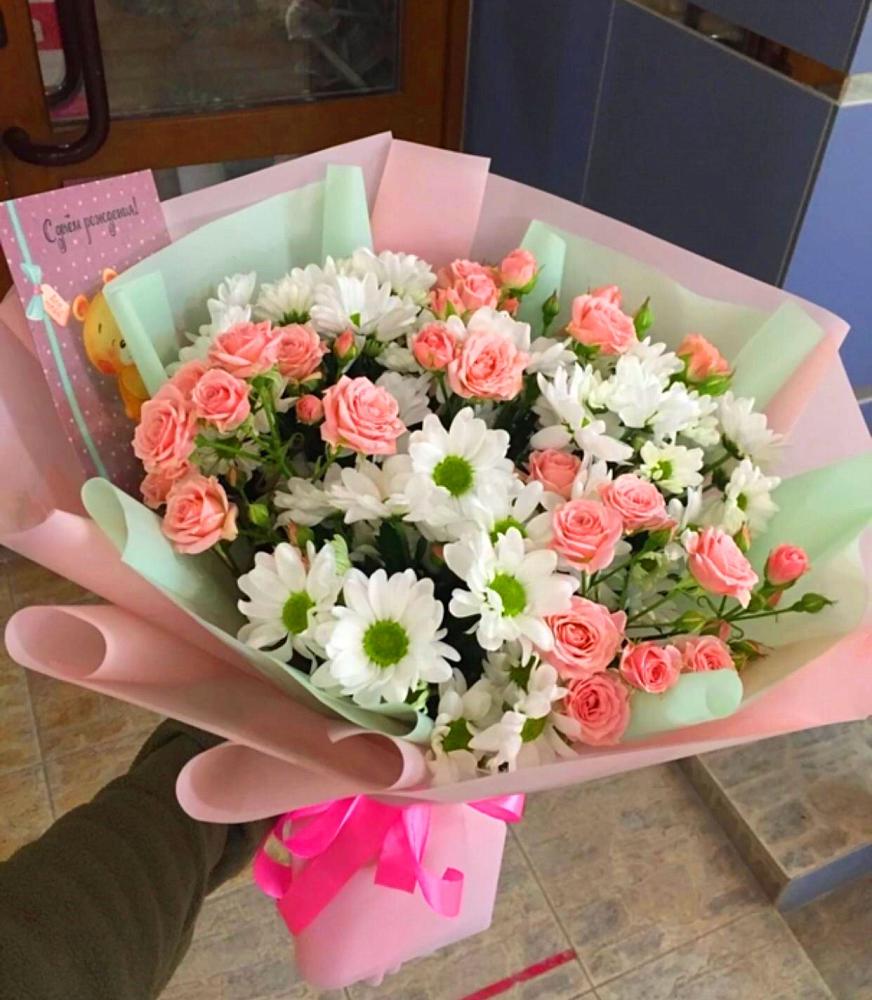 Букет цветов из: Розы и Хризантемы в Побединском