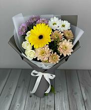 Букет цветов из:  Розы, Герберы и Хризантемы в Побединском