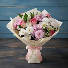 Букет цветов из:  Хризантемы, Альстромерии и Розы в Побединском