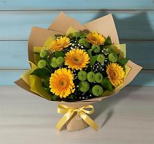 Букет цветов из:  Герберы и Хризантемы в Побединском