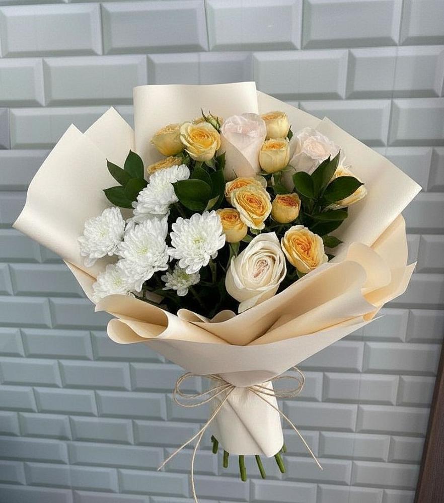 Букет цветов из: Розы и Хризантемы в Побединском