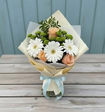 Букет цветов из:  Герберы, Розы и Хризантемы в Побединском